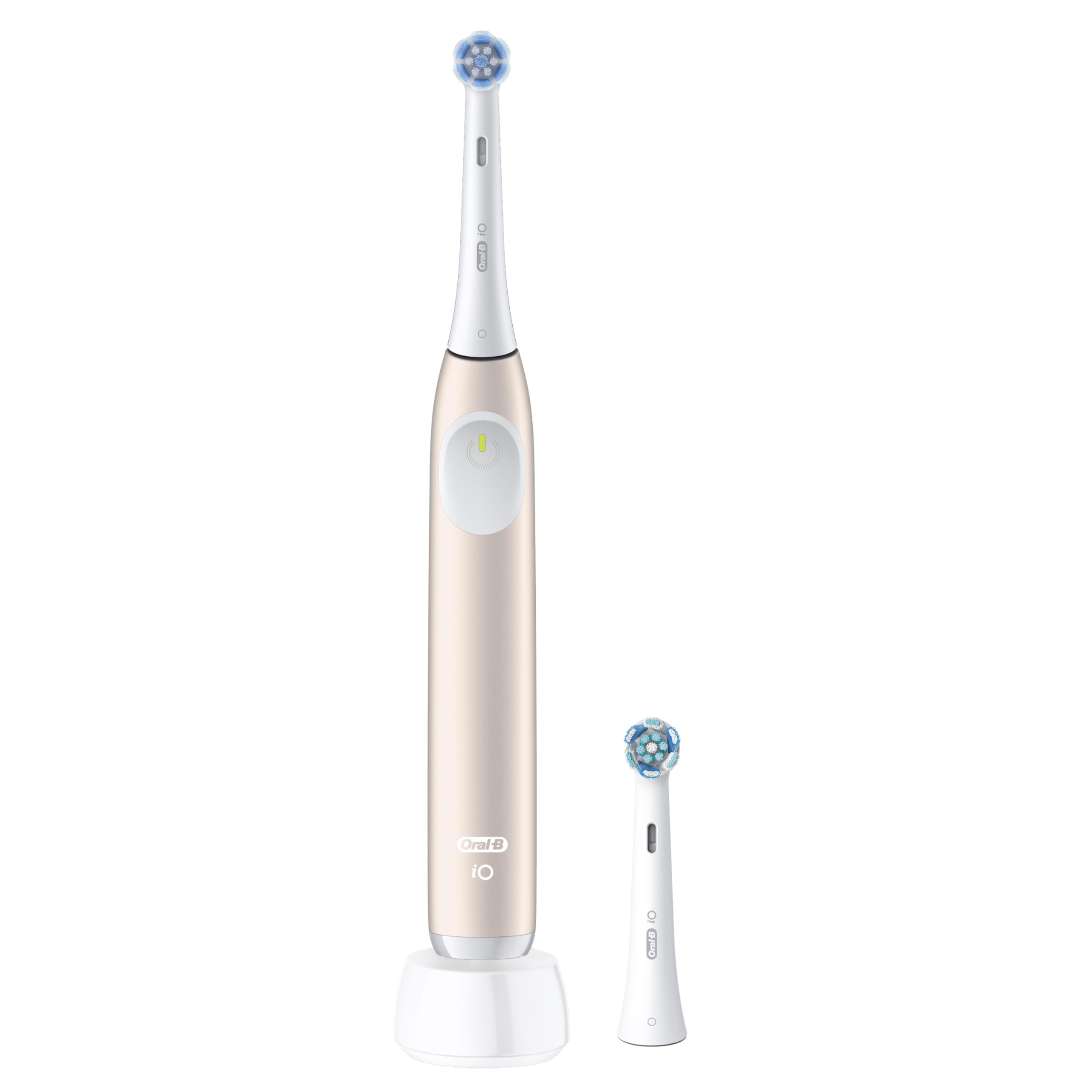 Oral-B iO Series 2 - Kit de inicio de cepillo de dientes eléctrico recargable, melocotón con 2 cabezales de cepillo, sensor de presión automático para proteger las encías, 3 modos, temporizador de 2