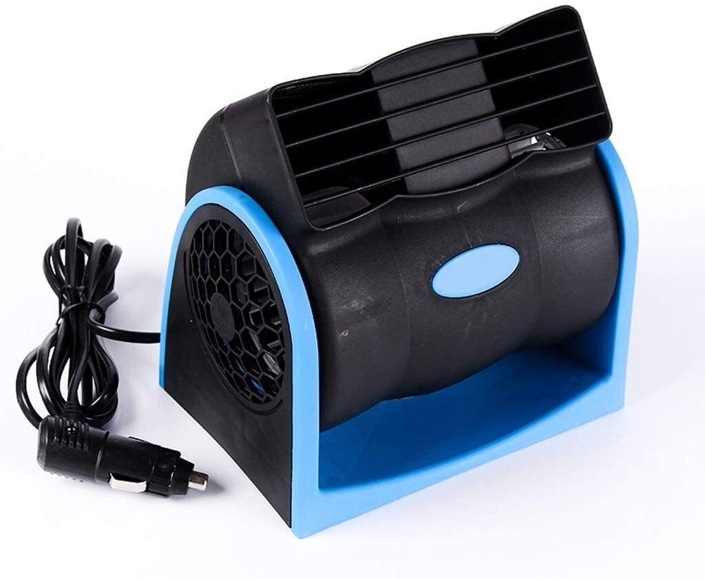 GHHVFEC Evaporative Coolers Car 12V, 24V Bladeless Air Conditioning Fan Mute Car Electric Fan Super Powerful Adjustable Speed Turbo Fan (Size : 12v blue)