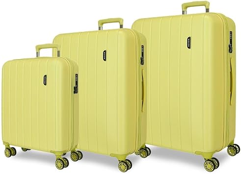 MOVOM Holz Kabinenkoffer, mittelgro, gro und Sets, starres ABS TSA Schloss, 4 Doppelrollen ausziehbares Handgepack von Joumma Bags, Green, 68 x 48 x 27 cm, Suitcase Set