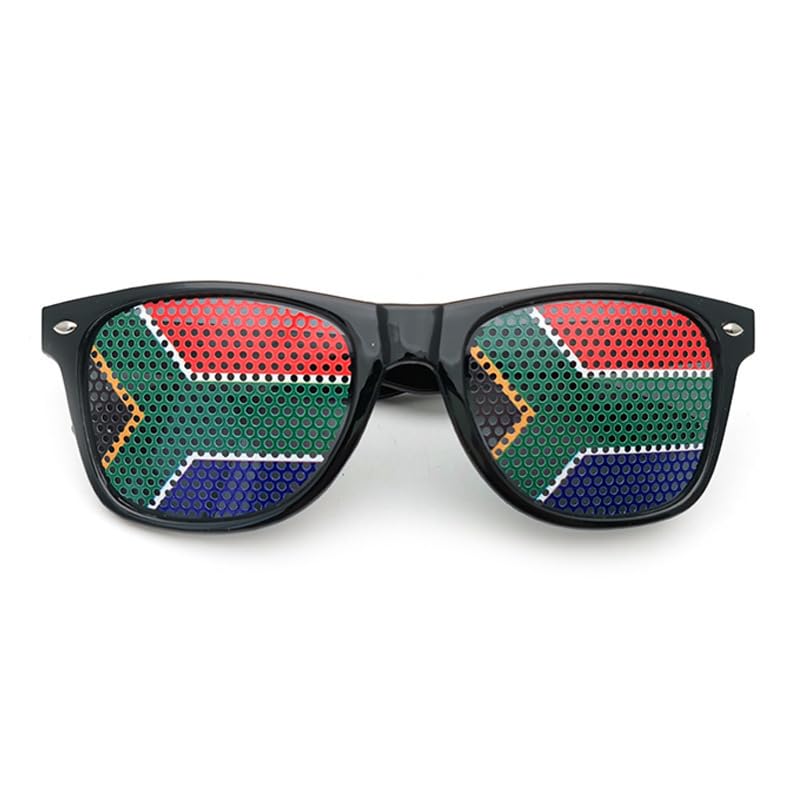 MetJakt World Cup/Euro Cup national flag stickers, sunglasses with small hole stickers, gift sunglasses (black,South Africa)