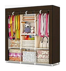 Advance 6+2 Shelves Design Portable Collapsible Wardrobe for Storage Cloth and Gift Item, Special for Hostel Boys and Girl. Standard Color Brown