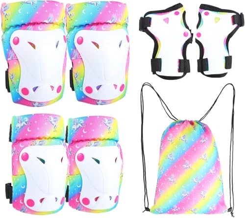 Protective Gear Set for Kids 6 in 1 Knee Pads Elbow Pads Set Knee Pads for Children,Elbow Pads,for Skateboard Inline Roller Skating Biking Rollerblading Scooter for 3-8yrs(Small)