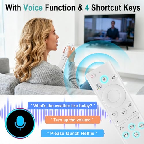 Image of BN59-01391A Solar Voice Remote for Samsung Frame TV Remote Replacement with Voice Search, Apps and Solar Charging for Samsung 2021-2025 Neo LED Smart 4K Ultra HD TV, 4 Shortcut Buttons