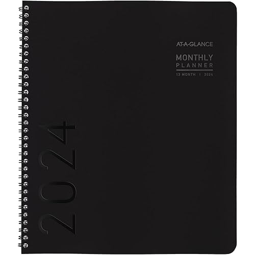 AT-A-GLANCE 2024 Monthly Planner, 9" x 11", Large, Contemporary Lite, Black (7026XL0524)
