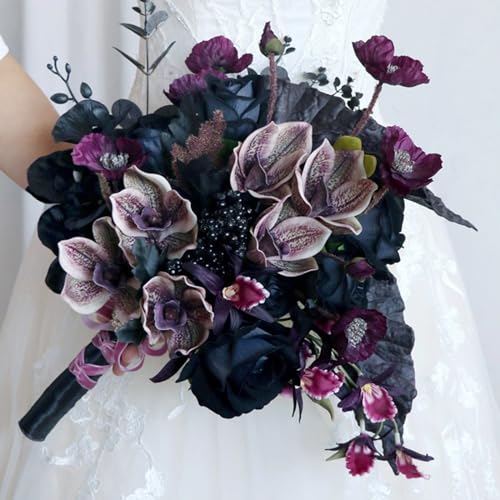 Ramo artesanal vintage de orquídeas mariposa de seda miniatura 4