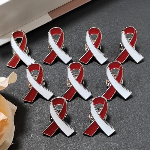 Burgundy and White Ribbon Pins Oral Head and Neck Cancer Prevention Awareness Lapel Brooches4