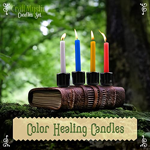 Spell Taper Candles Set For Witchcraft - 36 Colored Mini Ritual Chime Candle Sticks And 6 Black Holders - Supplies Tools For Prayer Meditation Metaphysical Wiccan Altar Chakra Healing Manifestation #TOP6