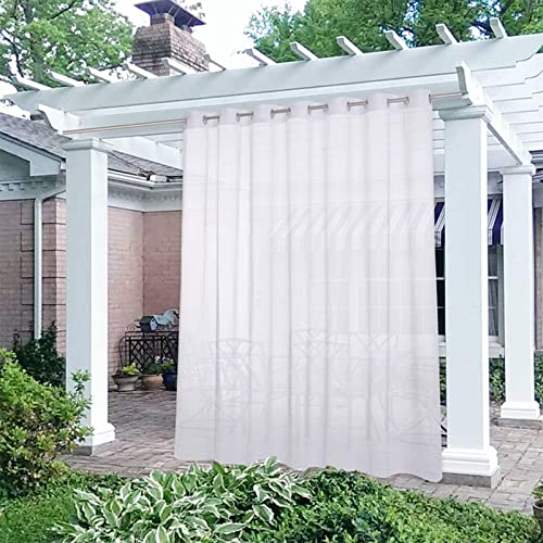 Waterproof Sheer Outdoor Curtains 2 Pcs 79x69 in White Voile Drapes with Grommet Top – Ideal for Patio Porch Pergola Gazebo and Balcony Privacy.