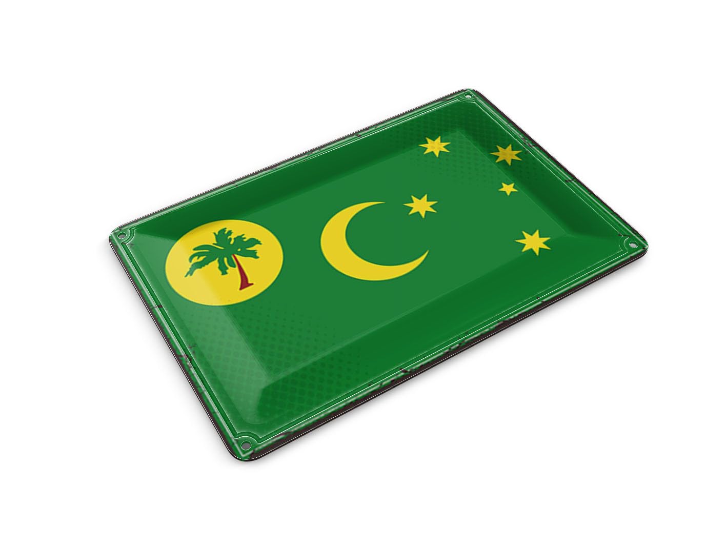 Femer Tin Postcard Flag Cocos Islands 14 x 10 cm Retro Cocos Islands Decorative Sign