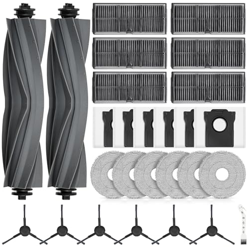 27 Stück Zubehör für Dreame L10s Ultra Gen 2 / L10s Pro Ultra Heat / X30 Ultra / L40 AE/Mova E30 Ultra Saugroboter | 2 Hauptbürste 6 Staubbeutel 6 Filter 6 Seitenbürsten 6 Wischpads