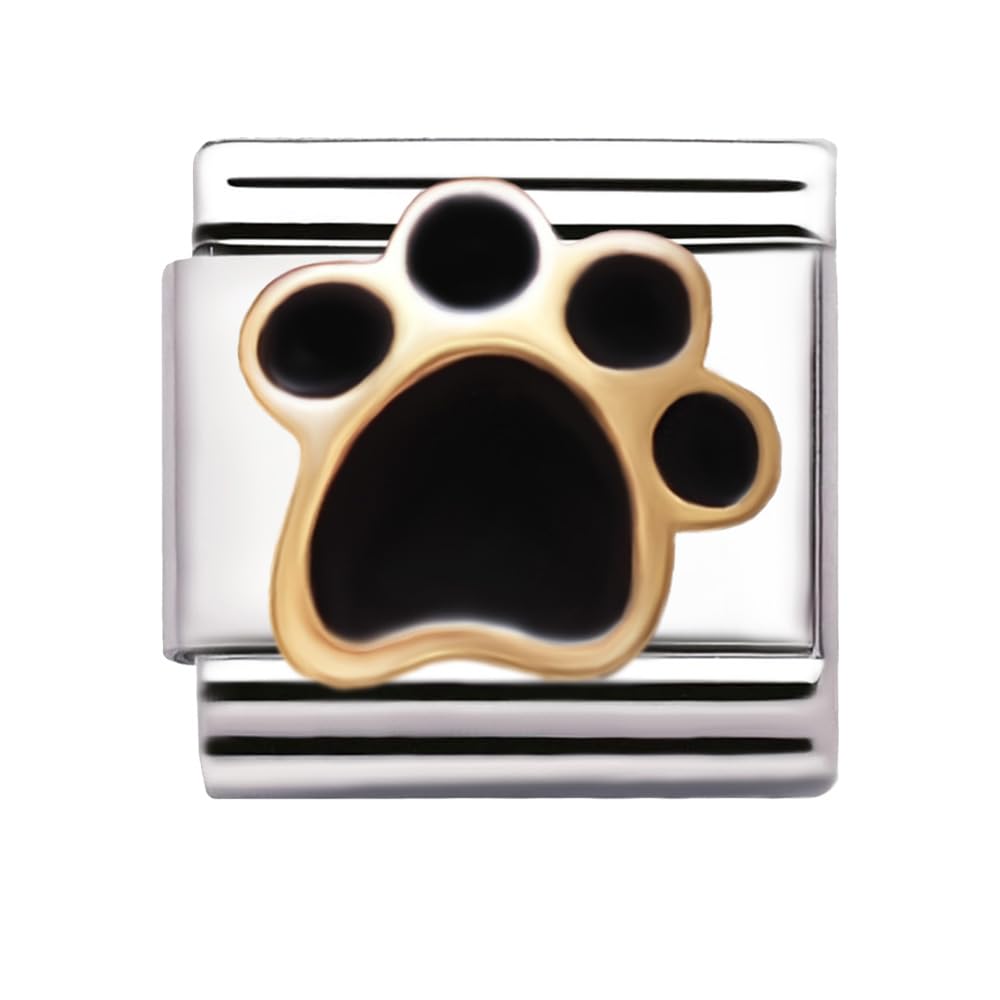2Burned Italian Charm Flag for 9 mm Bracelets Stainless Steel (Gold Paw)