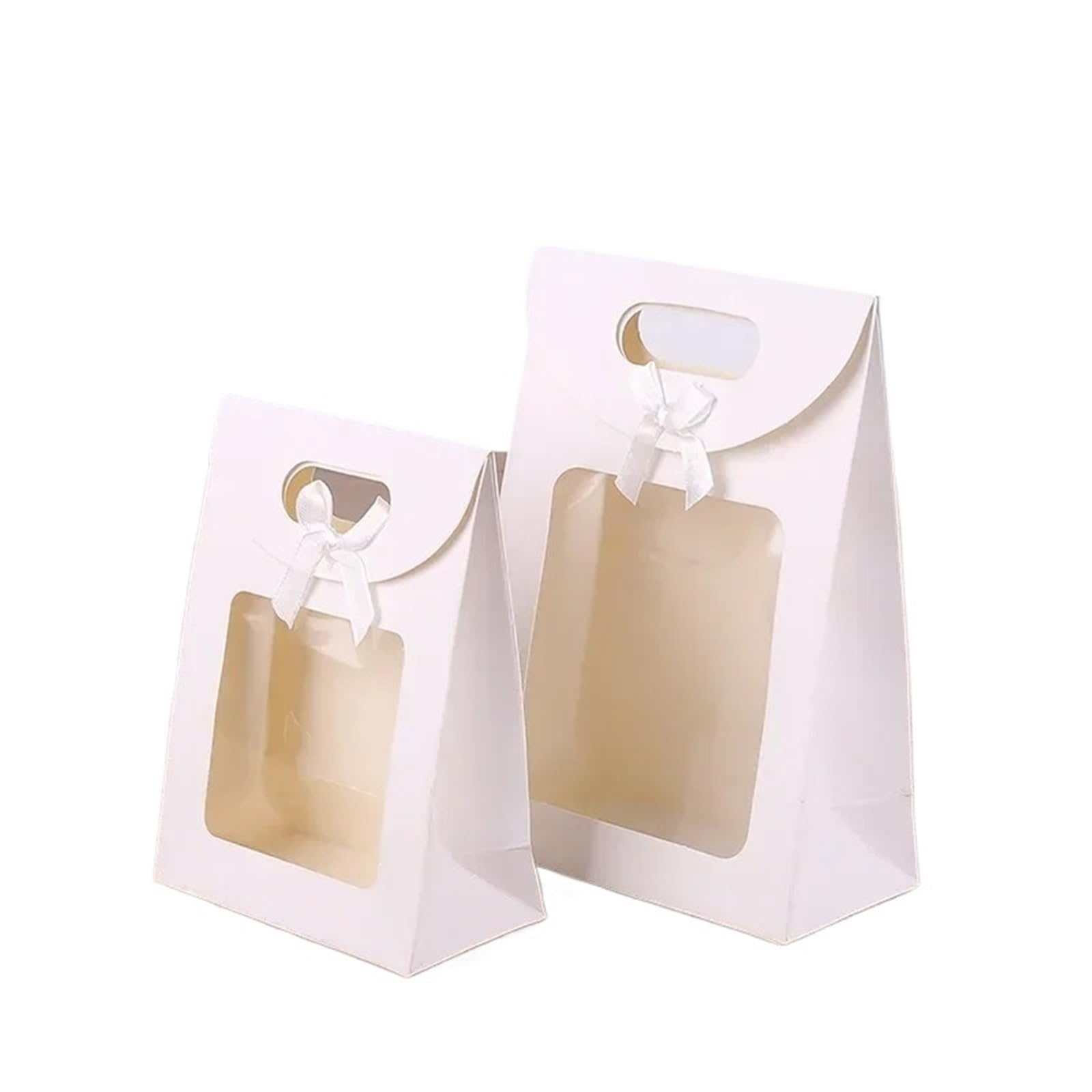 Sacs cadeaux kraft à fenêtre noir/blanc, 25 pièces