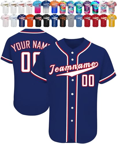 Custom Baseball Jersey, Personalized Baseball Shirts for Women Men Youth, Sports Uniform Customized with Name Number Logo Short Sleeve Button Closure