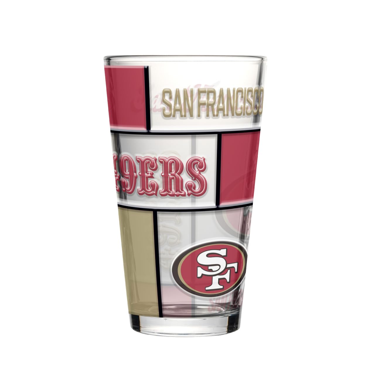 Quilted Stained 16oz Pint Glass for San Francisco 49ers Fans by Logo Brands