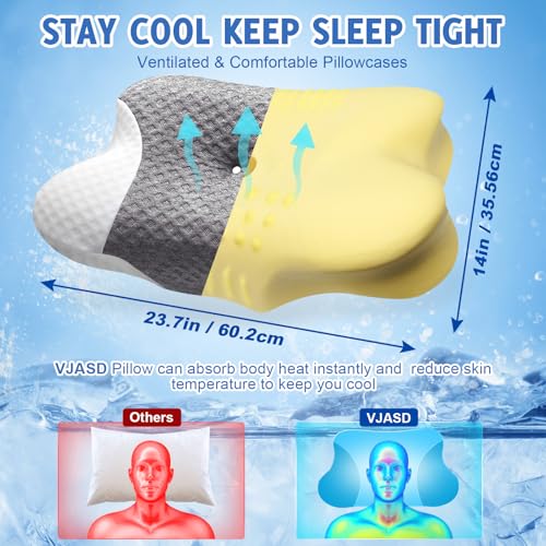 VJASAD Cervical Neck Pillow with Breathable Case