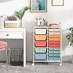 Giantex 15 Drawers Rolling Cart, Classroom Organizers, Storage Cart with Wheels, for Teacher Office Home School Supplies Tool Craft Art Paper - Image 2