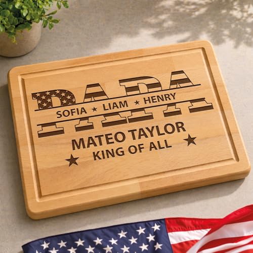 Tabla de cortar rectangular personalizada para papá con bandera USA miniatura 5