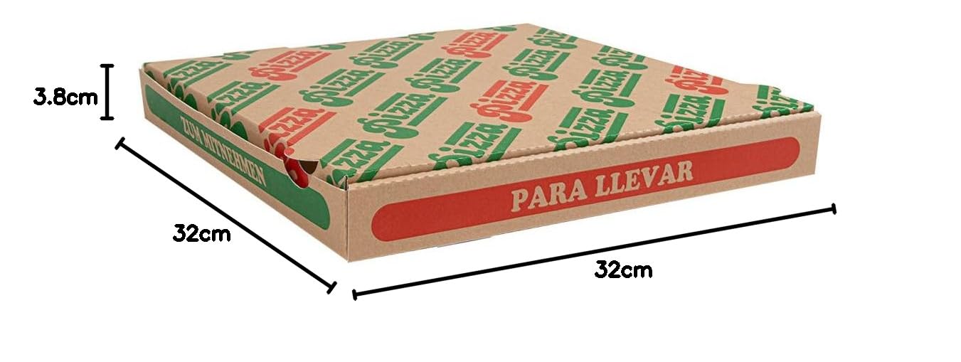 Garcia de Pou 100 pezzi - Scatole per pizza 'Thepack' 330 G/M2 32X32X3,8 cm naturale cartone ondulato microcanale