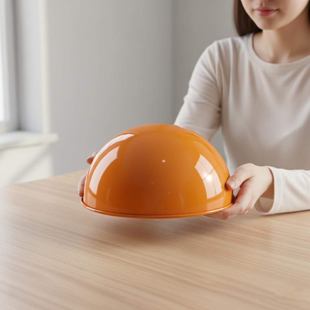 30 cmOrange Dome Lamp Shade Industrial Metal Pendant Light Shade for Ceiling Fixtures, Kitchen Island, Dining & Living Room Lighting, Elegant Dome Cover for Kitchen (Orange, 30CM)