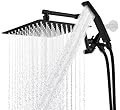 G-Promise All Metal 10 Inch Rainfall Shower Head with Handheld Spray Combo| 3 Settings Diverter|Adjustable Extension Arm with Lock Joints |71 Inches Stainless Steel Hose (matte black)