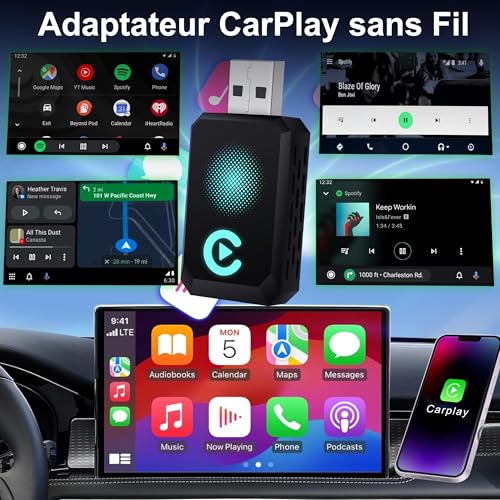 Cozysoon Carplay Wireless Adapter,Kompatibel mit A-pple CarPlay, Plug-and-Play, Typ-C/USB, Geeignet für über 800 Fahrzeuge (Blau)