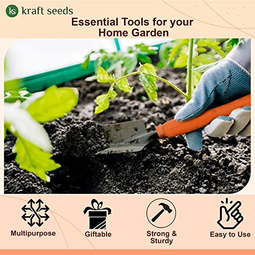 Kraft Seeds Garden Trowel - 1 PC (Red Handle, Metal Blade) | Gardening Tools for Home Garden - Shovel | Durable and Sturdy Rust-Free Shovel for Garden | Gardening Accessories | Essential Handy Tools