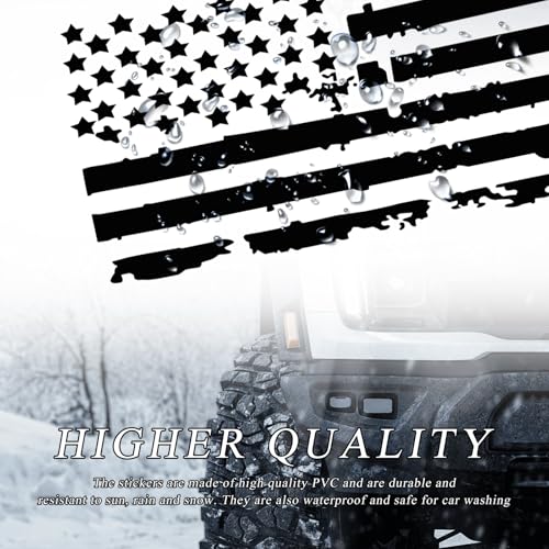Image of Wevdn American Flag Sticker, 11.8 inch 23.6 inch, Black, PVC, Modern, Waterproof, Bumper Sticker