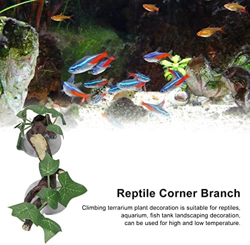 Reptile Corner Branch Terrarium Plant Decoration, Simulation Climbing Terrarium Plant with Suction Cup, for Amphibian Lizard Snake Climbing - 3