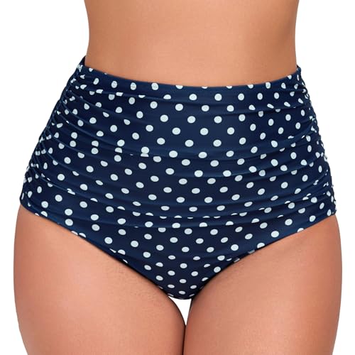JOYBIK Women’s High Waisted Full Ruched Bikini Swim Bottoms Tummy Control Full Coverage Swimsuit...