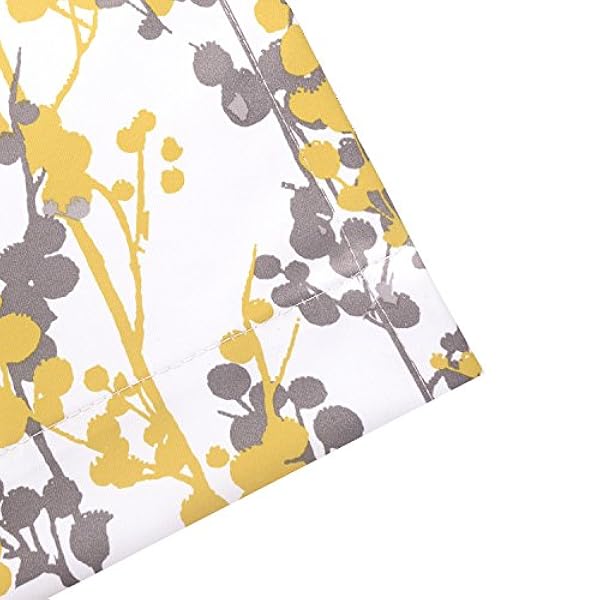 DriftAway Leah Abstract Floral Blossom Ink Pintura Dormitorio Oscurecimiento Térmico Aislamiento Ojal No Forrado Cortinas de Ventana 2 Paneles Cada Dorado Amarillo Plata Gris 132x229cm