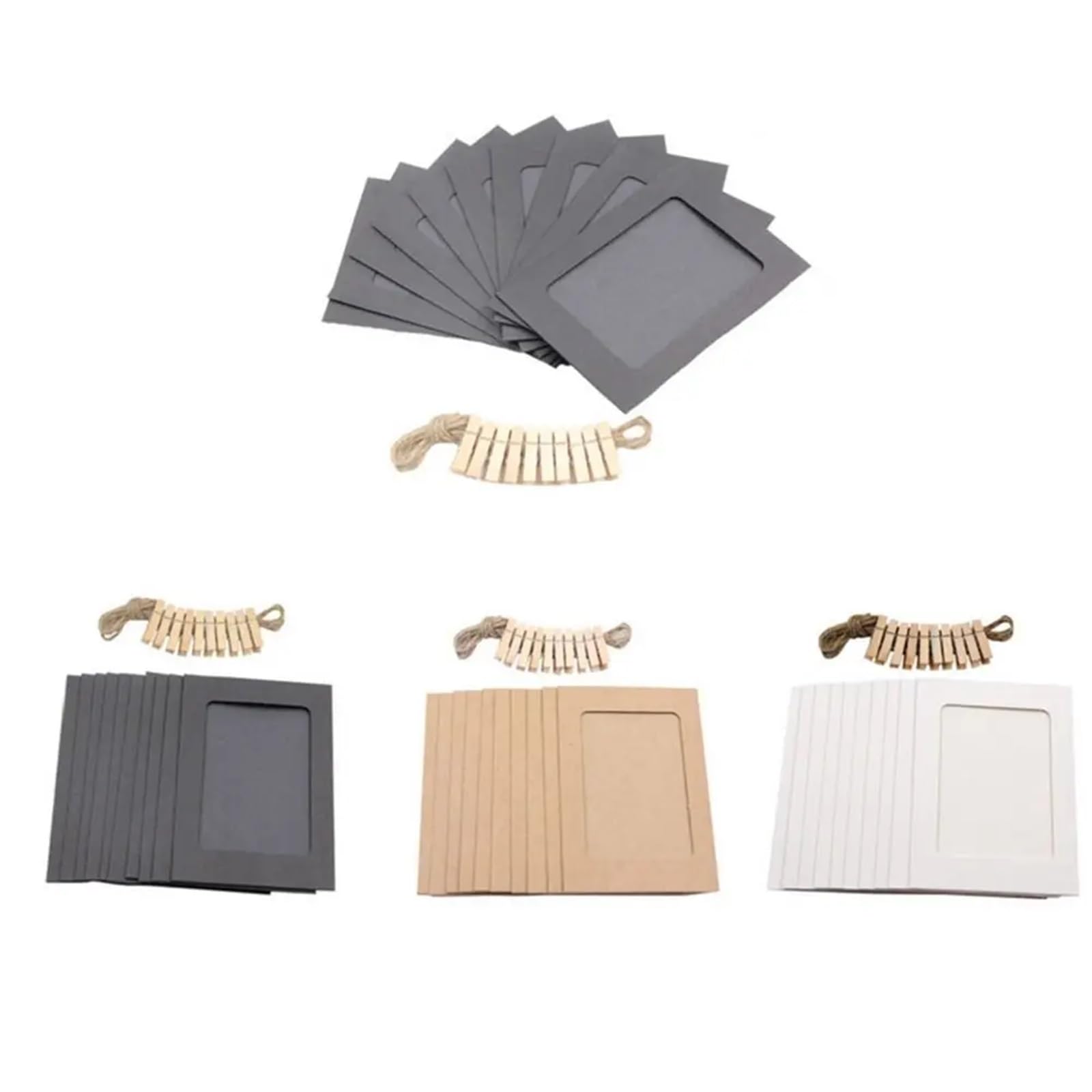 Gwyzax Cardboard Photo Frames 80pcs Combination Paper Frame With Clips DIY Kraft Paper Picture Frames Hanging Wall Photos Album Home Decoration Craft(Brown)