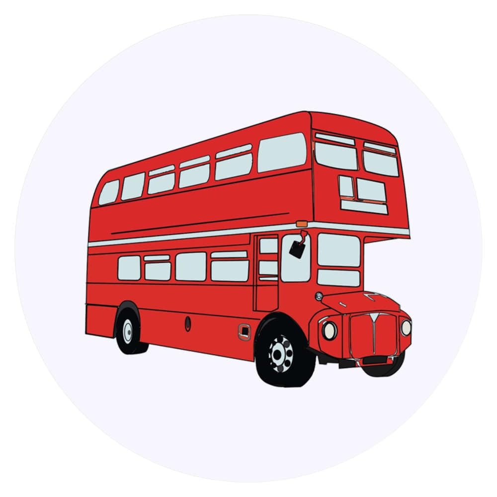 24 x 40mm Round 'Red Bus' Stickers (SK00069063)