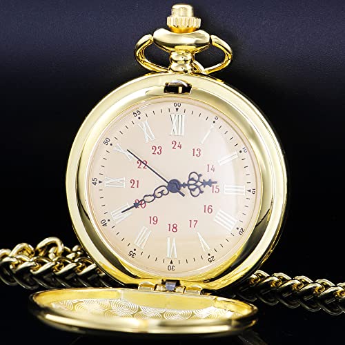 Image of Tiong Smooth Pocket Watch,Personalized Pocket Watch,Customized Watches for Men,Engraved Pocket Watches for Father's Day with Chain