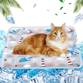 AHYDFSR Tappetino refrigerante per Animali Domestici, Tappetino rinfrescante per Cani e Gatti, Tappetino Refrigerante Gatti Iniezione D'acqua, 40x50cm, M, Grigio