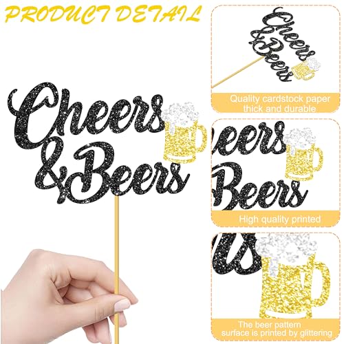 Image of 12Pcs Cheers and Beers Party Centerpiece Sticks Beer Party Decorations Glitter Beers Mug Table Centerpieces for Cheers Beers Festival Theme Birthday Party Baby Shower Supplies