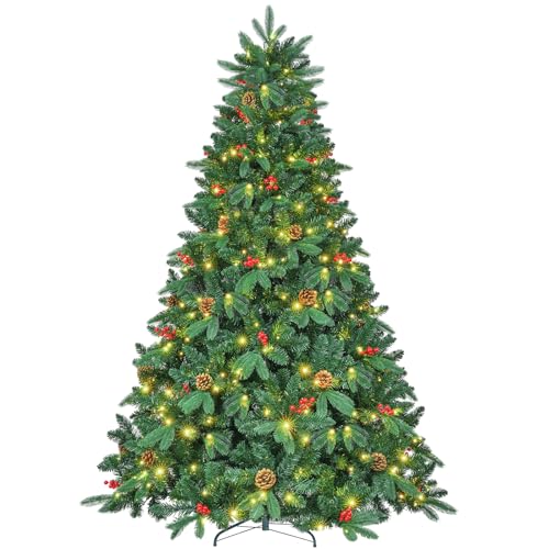 Arlopu 8Ft Pre-Decorated Christmas Tree, Pre-Lit Artificial Holiday Pe&Pvc Mixed Spruce Tree thumb #7