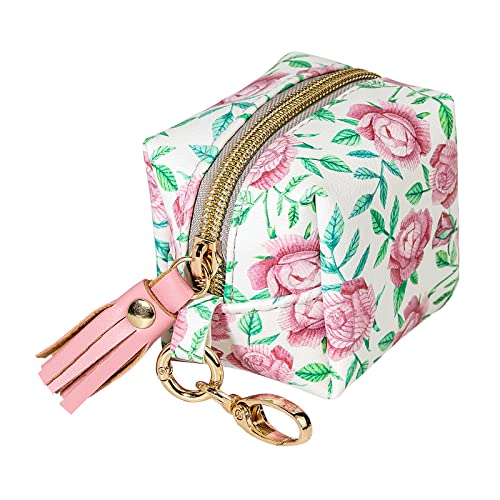 Image of Smlpuame Pacifier Holder Case,BPA Free Leather Baby Pacifier Cover Pouch,Binky Case for Diaper Bag or Purse,Holder 4 Pacifiers or Teether Toy,Outdoor Travel Accessories,Easy to Clean(Green Leaf& Rose)