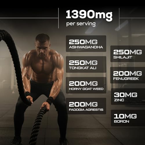 Image of Alpha Core 8-in-1 Testosterone Booster for Men - Shilajit, Tongkat Ali, Fadogia Agrestis, Ashwagandha & Fenugreek Complex - Zinc & Boron for Energy & Strength - 120 Capsules (2 Month Supply)