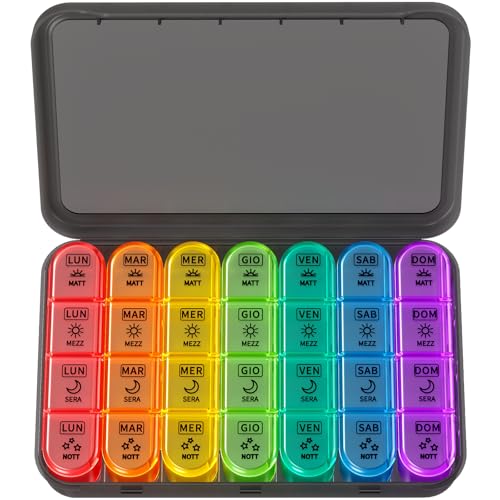 Doruimi Portapillole Settimanale con 7 Scomparti per Mattina, Pomeriggio e