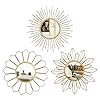 hogardeck Metal Mirrors Wall Decor – 3 Pcs 11″ Metal Sunburst Flower Wall Mirrors Home Décor, Decorative Hanging Wall Art for Living Room, Bedroom, Kitchen, Bathroom, Entryway