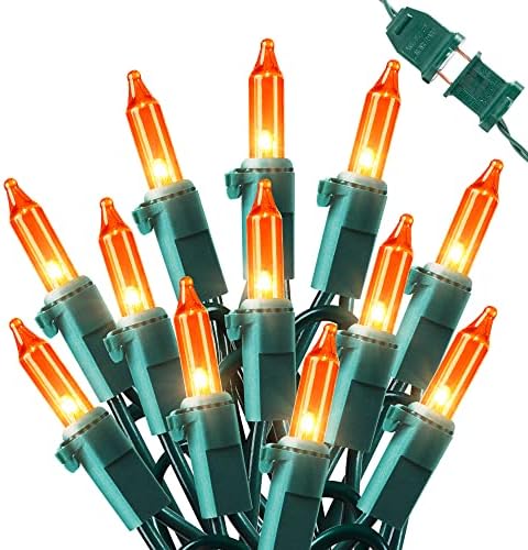 Hopolon Orange Thanksgiving Mini Lights, 2Pack 13Feet 50Count Autumn Fall String Lights,Connectable 120V Plug in for Outdoor Indoor Garden Party Halloween Christmas Xmas Tree Lights Yellow Decor