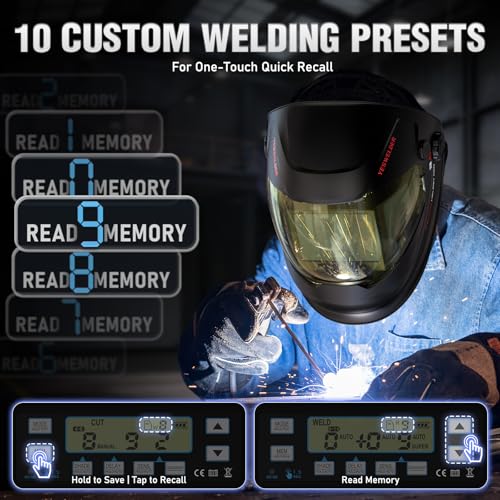 Image of YESWELDER Auto-Shade Welding Helmet, Internal Digital Control, 180 View | three sides auto-darkening, 1 /1 /1 /1 true color, auto adjust, 5 arc sensors, shade 3 /4-8 /9-14, customized memory presets