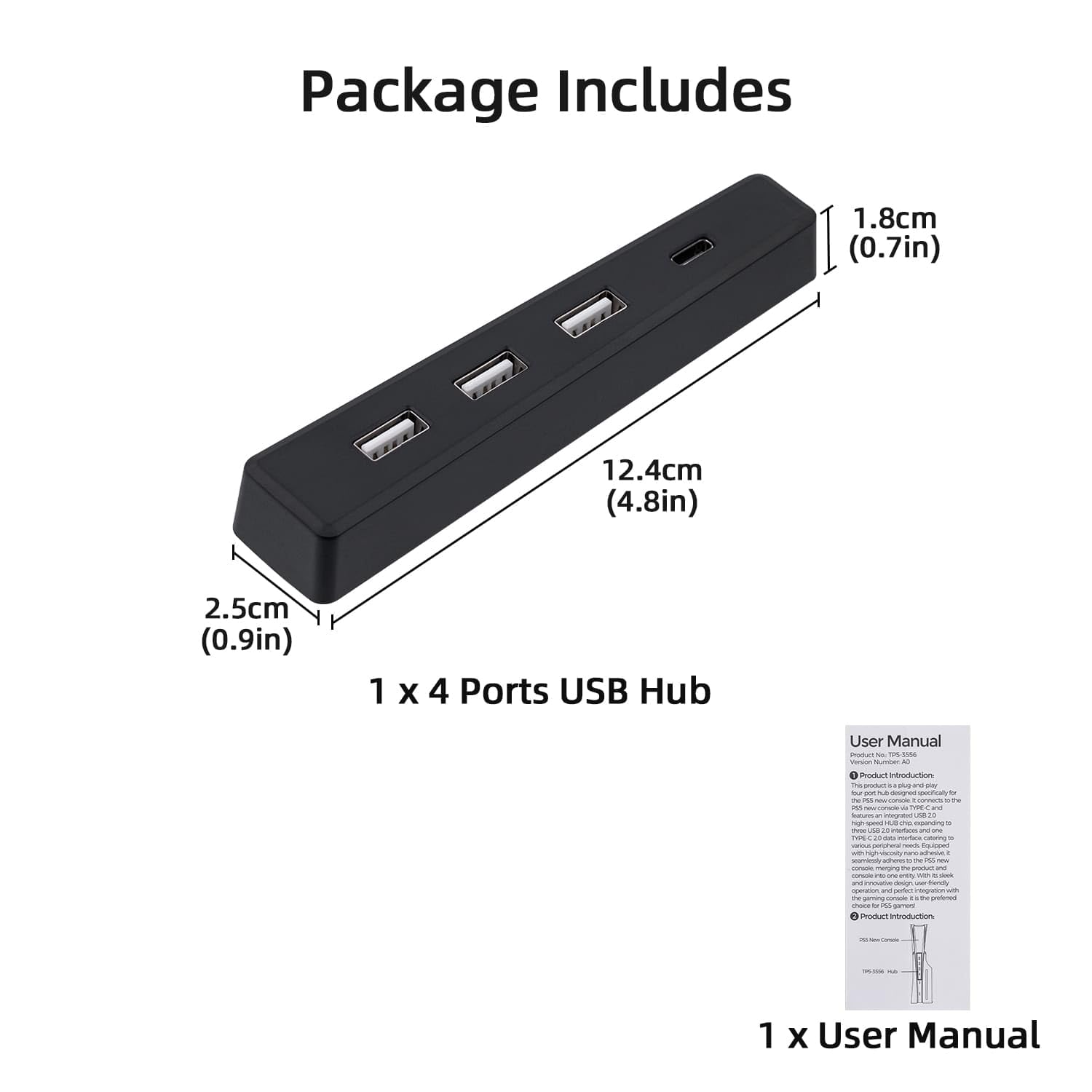 Mcbazel 4 porty PS5 Slim/ PS5 Pro USB, hub USB 2.0, szybka ładowarka, adapter rozdzielacza do PS5 Slim/PS5 Pro, nie pasuje do PS5