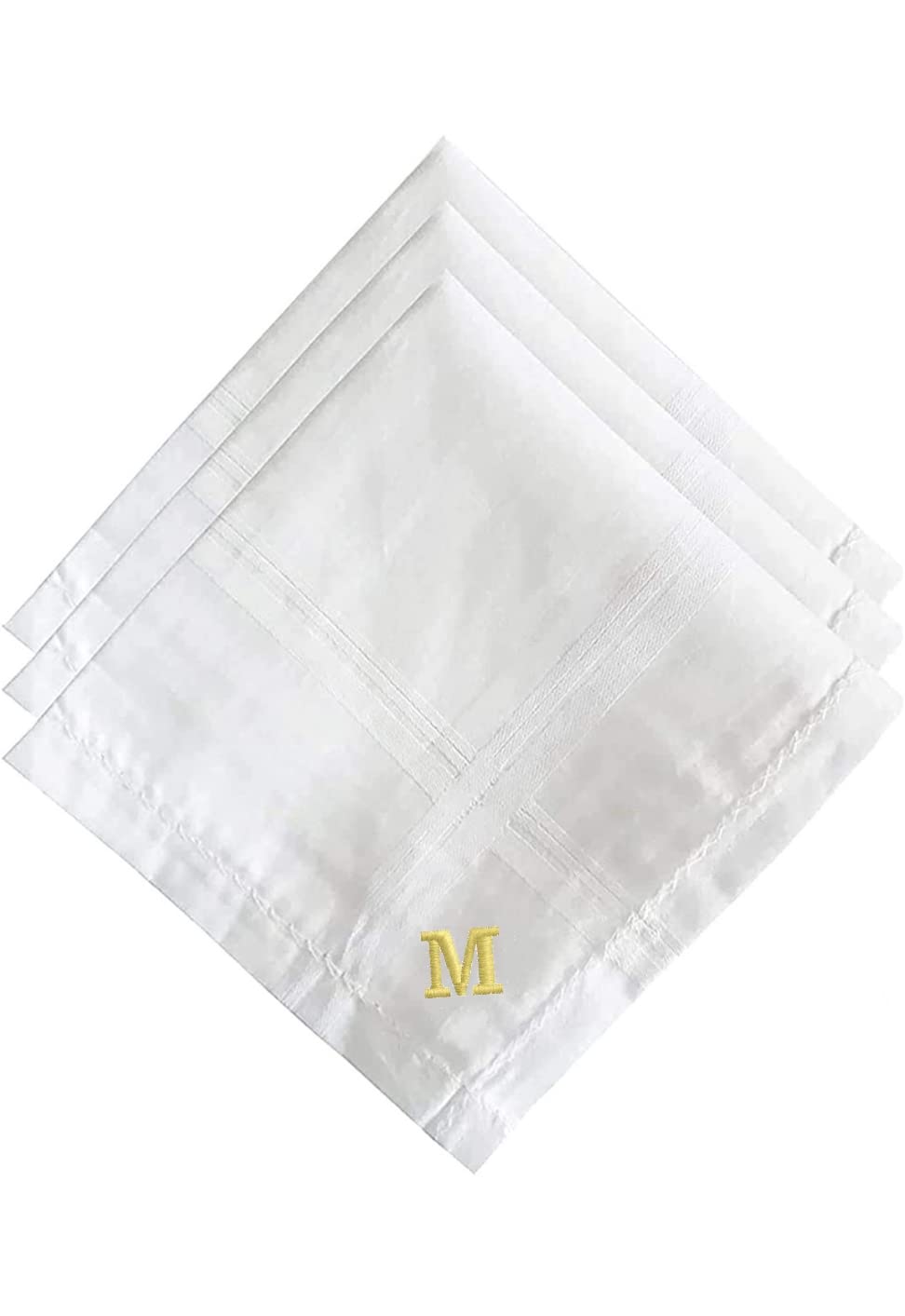 Mrunals Fashion-Men Handkerchief with Alphabet Embroidery, Size 45 cmx45 cm, White Color and Cotton Handkerchief, Embroidery Color Golden-picture-56