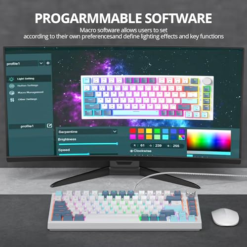 Image of 75% TKL Wired Mechanical Keyboard,RGB Backlit Gasket Mount 82 Key Hot Swappable Custom Linear Red Switch Gaming Keyboard with Volume Knob & PBT Keycaps (82 Shoko)