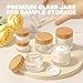 Bumobum 6-Pcs Glass Cosmetic Jars with Plastic Wood-Grain Lids – Refillable Travel Jars for Creams, Lotions, Skincare & DIY (15ml/30ml/50ml)