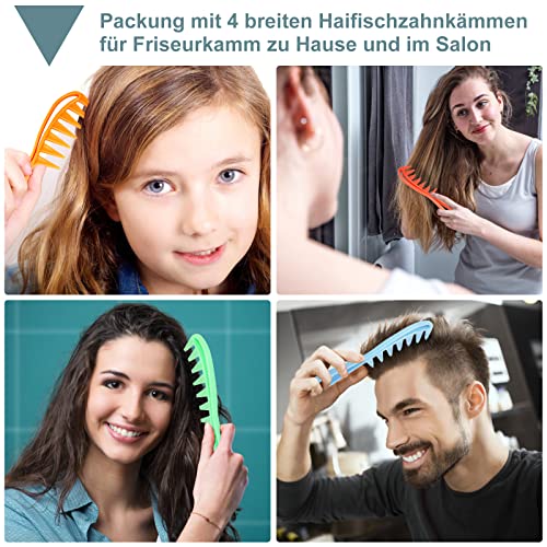 Foto von 4 Stück Lockenkamm Strähnenkamm, Großer Zahnkamm Retro Spare Ribs Kamm Männer Frauen antistatisch Afro Kamm Locken Breiter Kamm Breiter Zahnkamm für Home&Salon Friseurkamm