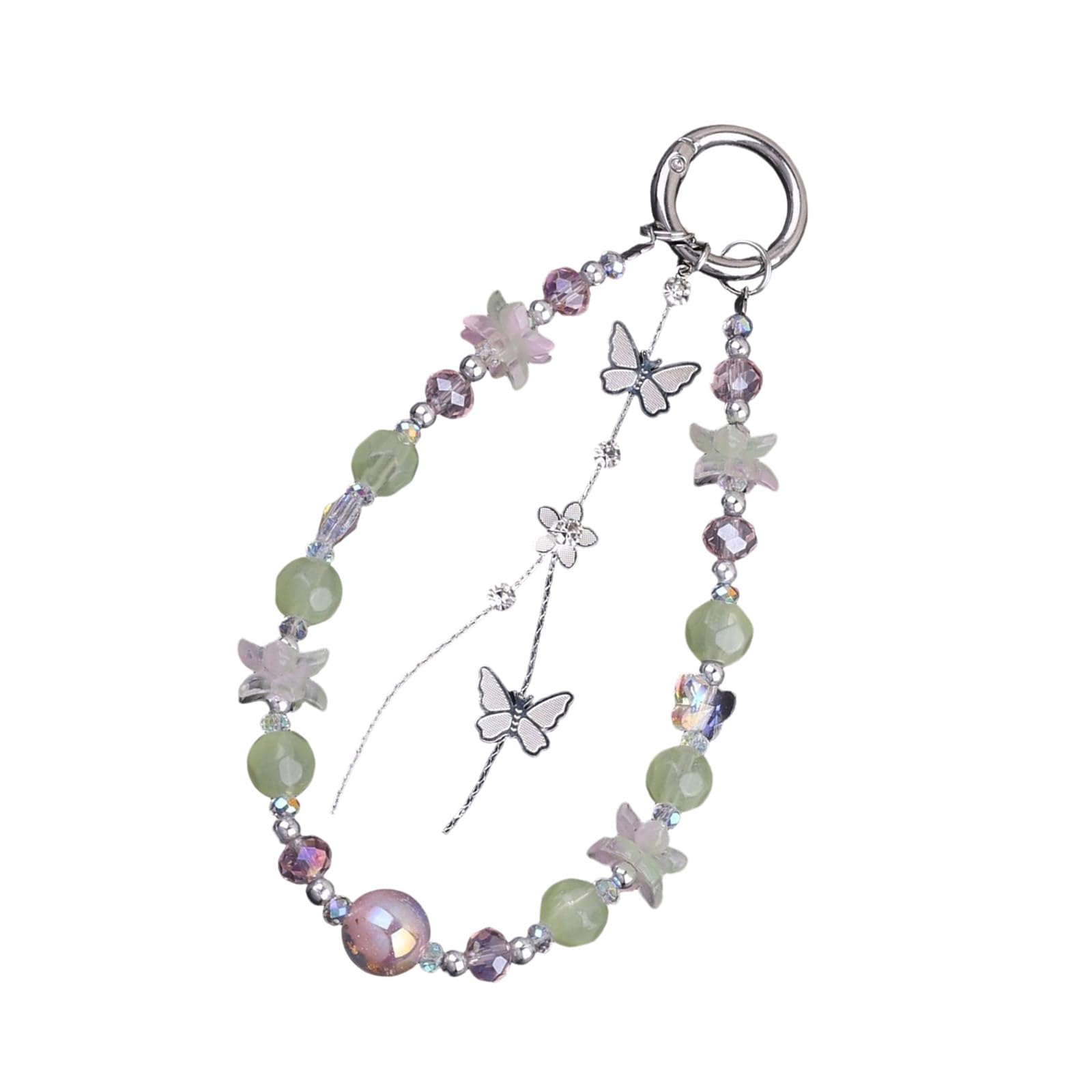 Tsynapter Women's Green And Floral Designs Keychain With Crystals Lightweight And Versatile Rings Accessory For Everyday Use Crystal Keyring