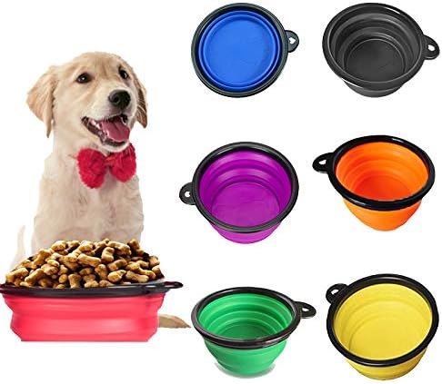 ATROPOS-6 Pack Collapsible Pet Bowl- Food Grade Silicone Portable Foldable Environmental Protection Dog & Cat Cup Dish for Travel…