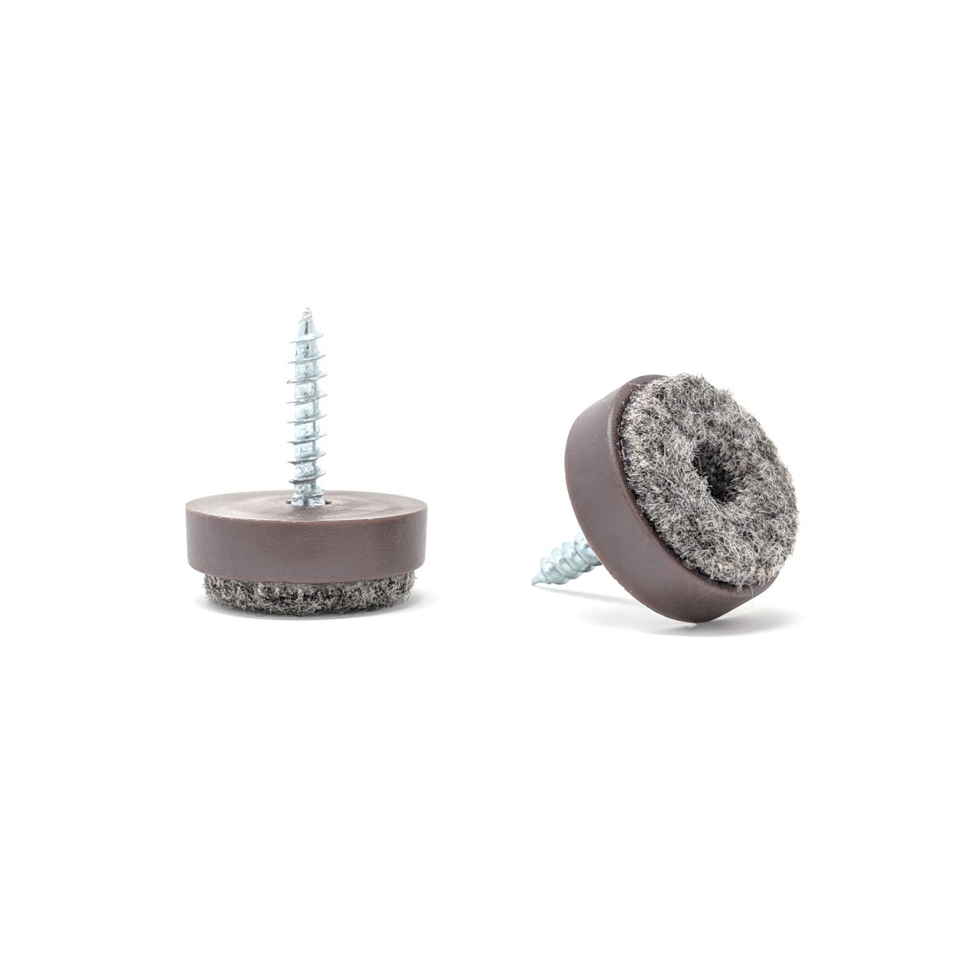 Keay Vital Parts Brown 16Pcs - 20Mm Felt Furniture Pads (Made In Germany) Screw-On Chair Feet Gliders (, Free 2Mm Drill Bit)